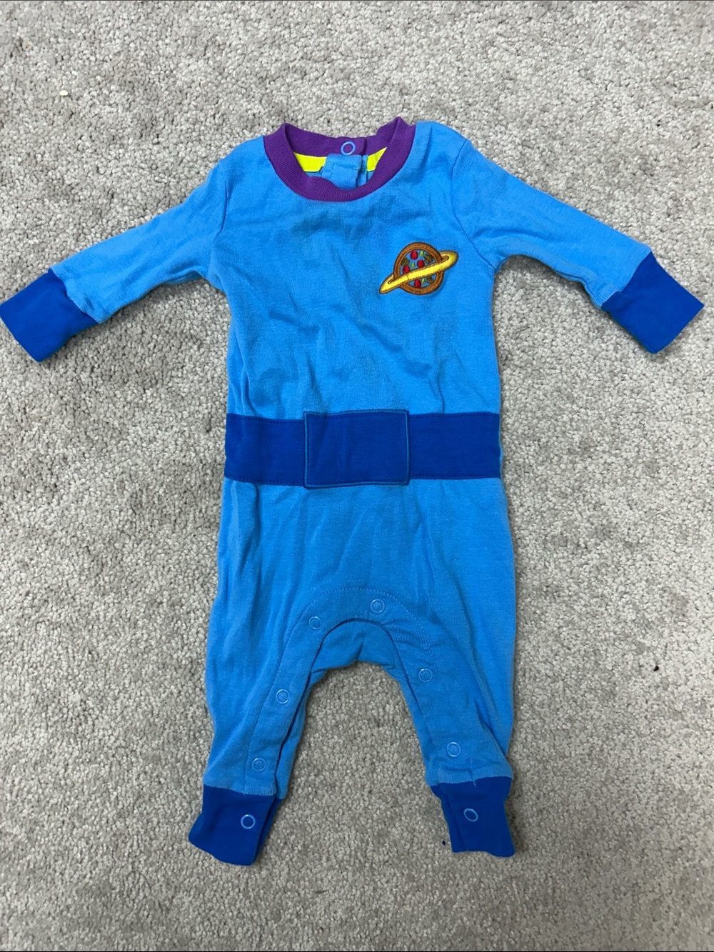 Disney Blue Space Patch Long-Sleeve Baby One-Piece